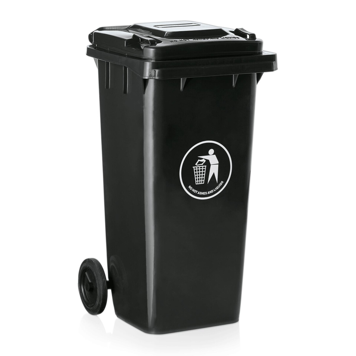 Abfalltonne mit zwei Rollen, 120 L, schwarz, HDPE Kunststoff