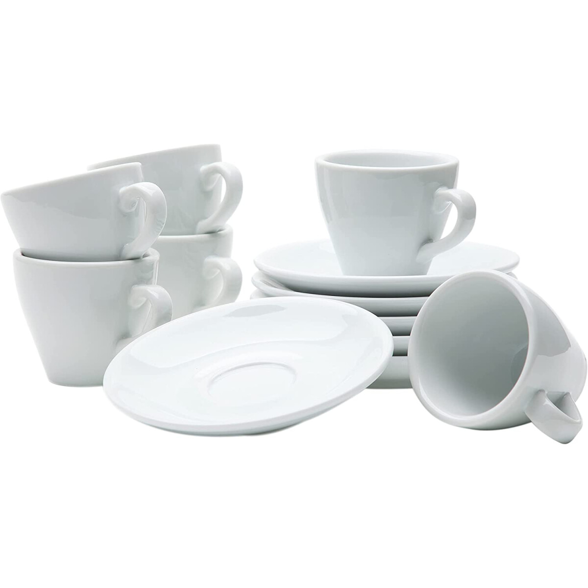 Espresso Tassen Set mit Untertassen 90 ml, weiß,...